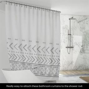 img 3 attached to 🚿 BLC Boho Shower Curtain - Minimalist Farmhouse Style for Bathroom Decor 72"x72" - Hotel Quality Water Resistant Curtain with Warli Print
