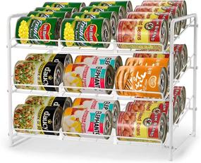 img 4 attached to 🗄️ Space-Saving Can Rack Organizer, Stackable Can Storage Holder for Kitchen Cabinet or Pantry, Holds up to 36 Cans, White