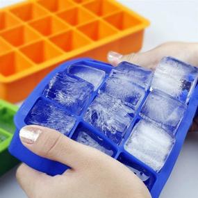 img 3 attached to 🧊 Pack of 3 Silicone Ice Cube Trays with Easy Release - Flexible 15 Ice Cube Molds, Stackable & Freezer Safe for Whiskey, Baby Food - BPA Free