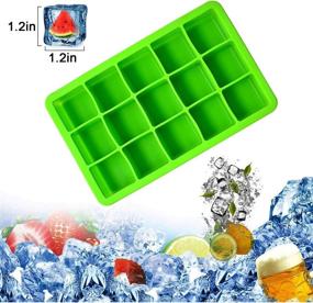 img 1 attached to 🧊 Pack of 3 Silicone Ice Cube Trays with Easy Release - Flexible 15 Ice Cube Molds, Stackable & Freezer Safe for Whiskey, Baby Food - BPA Free