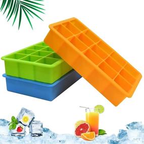 img 4 attached to 🧊 Pack of 3 Silicone Ice Cube Trays with Easy Release - Flexible 15 Ice Cube Molds, Stackable & Freezer Safe for Whiskey, Baby Food - BPA Free