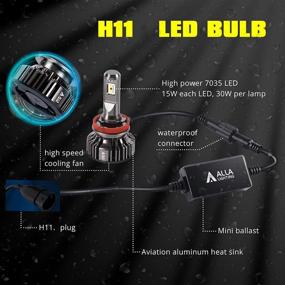img 1 attached to 🚘 Alla Lighting 10000 Lumen H8 H9 H11 LED Bulbs: Headlights for Off-Roading, Fog Lights, or DRL; 6000K Xenon White Super Bright Replacement for Cars, Trucks, and Motorcycles