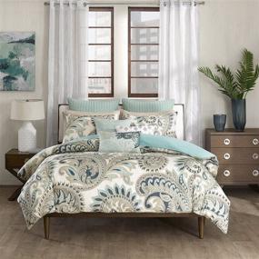 img 1 attached to 🛏️ INK+IVY Mira Comforter Set: Luxurious 200TC Full/Queen Size in Elegant Blue Shade