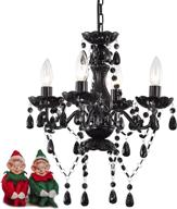 💎 exquisite black chandelier: small crystal, mini acrylic, 4 light modern pendant fixture logo