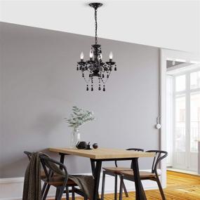 img 1 attached to 💎 Exquisite Black Chandelier: Small Crystal, Mini Acrylic, 4 Light Modern Pendant Fixture