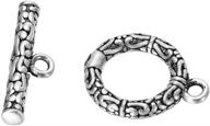 🔒 valyria 1 set 925 sterling silver antique silver retro toggle clasp - 15mmx12mm & 17mmx5mm logo