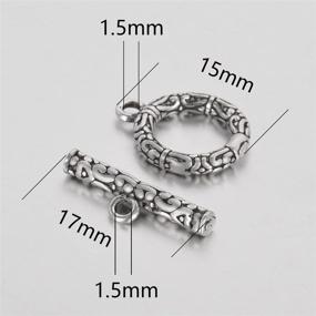 img 2 attached to 🔒 VALYRIA 1 Set 925 Sterling Silver Antique Silver Retro Toggle Clasp - 15mmx12mm & 17mmx5mm