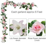 🌸 wofair 6ft flower garland for backdrop decorations, white pink artificial rose and lily garland, hanging fake flower garland for wedding home door arch decor логотип