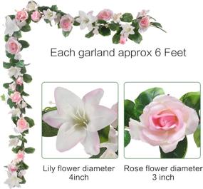 img 4 attached to 🌸 Wofair 6ft Flower Garland for Backdrop Decorations, White Pink Artificial Rose and Lily Garland, Hanging Fake Flower Garland for Wedding Home Door Arch Decor