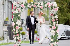 img 2 attached to 🌸 Wofair 6ft Flower Garland for Backdrop Decorations, White Pink Artificial Rose and Lily Garland, Hanging Fake Flower Garland for Wedding Home Door Arch Decor