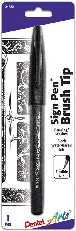 🖌️ Pentel Arts Sign Pen Touch, Fude Brush Tip, Black Ink…