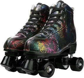 img 4 attached to 🔥 Versatile High-top Roller Skates: Lightning Pattern Unisex Roller Skates for Beginners of All Genders & Ages