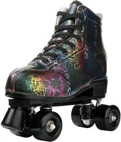 img 1 attached to 🔥 Versatile High-top Roller Skates: Lightning Pattern Unisex Roller Skates for Beginners of All Genders & Ages