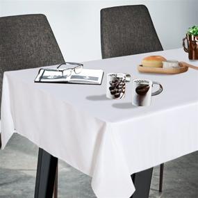 img 3 attached to Fitable Rectangle 4 Feet Tablecloth 60x84 inch: 🍽️ Stain, Wrinkle Resistant, Washable Polyester Table Cloth - White