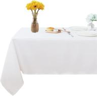 fitable rectangle 4 feet tablecloth 60x84 inch: 🍽️ stain, wrinkle resistant, washable polyester table cloth - white logo