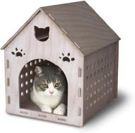 fully assembled madeterra wooden cat shelter - plywood kitty house for cats, rabbits, and small dogs logo