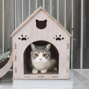 img 2 attached to Fully Assembled MadeTerra Wooden Cat Shelter - Plywood Kitty House for Cats, Rabbits, and Small Dogs