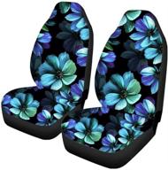 hawaiian style front seat car seat covers with white hibiscus flowers - universal fit for most vehicles logo