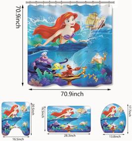 img 3 attached to 🧜 Mermaid Deep Sea Shower Curtain Set - 4 Piece Octopus Bathroom Decor with Extra Large Floor Mats, U-Shaped Mat, Toilet Seat Cover, and 12 Hooks - Ideal for Hotel and Home Bathroom Decoration