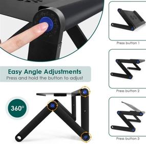 img 3 attached to 🖥️ Laptop Table with Adjustable Height, Portable Laptop Stand for Bed, Sofa, Office - Includes 2 CPU Cooling Fans, Detachable Mouse Pad - Ideal for Workstation, Notebook, Reading