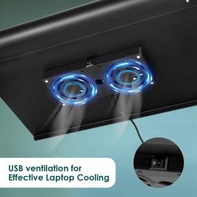 img 2 attached to 🖥️ Laptop Table with Adjustable Height, Portable Laptop Stand for Bed, Sofa, Office - Includes 2 CPU Cooling Fans, Detachable Mouse Pad - Ideal for Workstation, Notebook, Reading