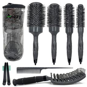 img 4 attached to 🔘 Aozzy Round Brush Set: Reduce Frizz, Make Hair More Smooth and Full for Curling & Straightening - Ceramic & Ionic Round Brush for Women and Men (8pcs)