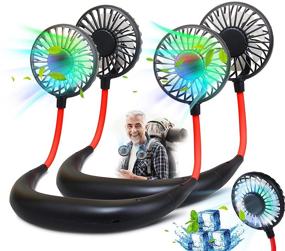 img 4 attached to Portable Neck Fan - 2Pack rechargeable personal fan for handsfree cooling in black | USB powered, 3 speeds | Ideal for travel, camping, office, and outdoor activities