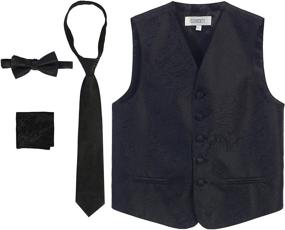 img 4 attached to 👔 Gioberti 4 Piece Formal Paisley Tuxedo Vest, Bowtie, Tie, Pocket Square Set for Boys