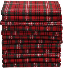 img 1 attached to 🎄 DG Collections 12-Pack Christmas Dinner Napkins, Oversized 100% Cotton Kitchen Napkins (19 x 19 Inch) Red & Green Plaid - Mitered Corner, Lint-Free