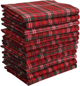 img 4 attached to 🎄 DG Collections 12-Pack Christmas Dinner Napkins, Oversized 100% Cotton Kitchen Napkins (19 x 19 Inch) Red & Green Plaid - Mitered Corner, Lint-Free