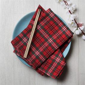 img 3 attached to 🎄 DG Collections 12-Pack Christmas Dinner Napkins, Oversized 100% Cotton Kitchen Napkins (19 x 19 Inch) Red & Green Plaid - Mitered Corner, Lint-Free