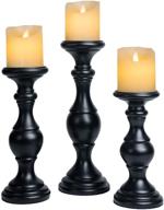🕯️ set of 3 elegant black pillar candle holders – stylish candlestick holder stands for home coffee table decor, dining or living room centerpiece - ideal wedding gift logo