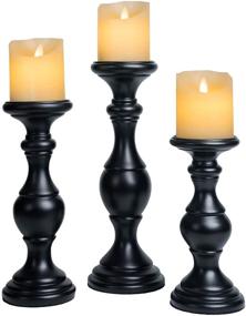 img 4 attached to 🕯️ Set of 3 Elegant Black Pillar Candle Holders – Stylish Candlestick Holder Stands for Home Coffee Table Decor, Dining or Living Room Centerpiece - Ideal Wedding Gift