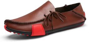 img 4 attached to 👨 Ceyue Men's Leather Loafers in Breathable Grey, Size 8.5 - Perfect Slip-On Shoes