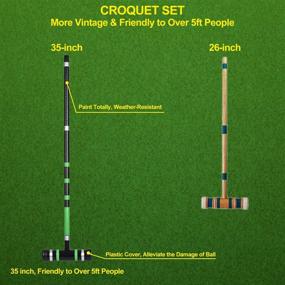 img 2 attached to 🌳 Fun and Lively Outdoor Entertainment: BroWill Premium Croquet Set for 6 Players - Perfect for Families of All Ages!