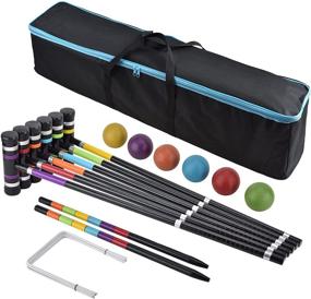 img 4 attached to 🌳 Fun and Lively Outdoor Entertainment: BroWill Premium Croquet Set for 6 Players - Perfect for Families of All Ages!