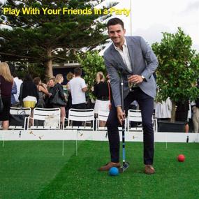 img 3 attached to 🌳 Fun and Lively Outdoor Entertainment: BroWill Premium Croquet Set for 6 Players - Perfect for Families of All Ages!