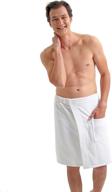 🧖 organic turkish cotton mens towel wrap - ultra-soft bath towel with convenient hook and loop fastener. ideal for all-day comfort. (white) logo