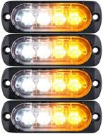 🚨 xt auto 4-led amber white waterproof emergency beacon flash caution strobe light bar – surface mount, 16 flashing patterns – car suv pickup truck van suv atv utv (4-pack) logo