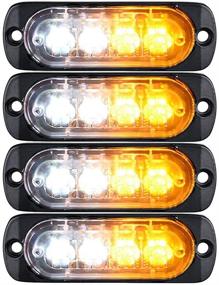 img 4 attached to 🚨 XT AUTO 4-LED Amber White Waterproof Emergency Beacon Flash Caution Strobe Light Bar – Surface Mount, 16 Flashing Patterns – Car SUV Pickup Truck Van SUV ATV UTV (4-pack)