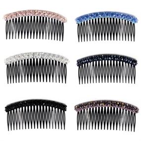 img 4 attached to 🎀 Yeshan Plastic Hair Side Comb Hair Clip with 20 Teeth, 2 Rows Crystal Decoration for Women and Girls, 4 inch (Mixed 6 Colors) – Enhanced SEO