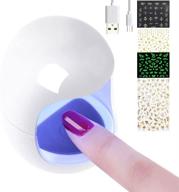 mokyduo mini uv led nail lamp: portable egg phototherapy light with usb charging cable, 4 sheets nail art stickers logo