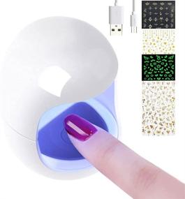 img 4 attached to MOKYDUO Mini UV LED Nail Lamp: Portable Egg Phototherapy Light with USB Charging Cable, 4 Sheets Nail Art Stickers