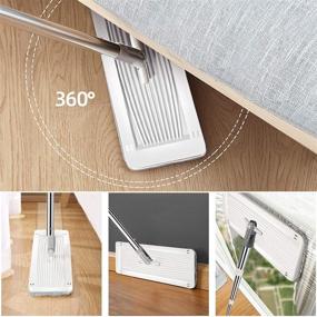 img 3 attached to 🧹 MASTERTOP Flat Mop and Bucket System with Wringer Set - Ideal for Floor Cleaning on Hardwood, Laminate, and Tiles - Stainless Steel Handle, 10 Reusable Microfiber Mop Pads