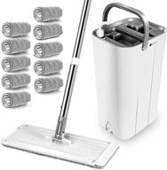 🧹 mastertop flat mop and bucket system with wringer set - ideal for floor cleaning on hardwood, laminate, and tiles - stainless steel handle, 10 reusable microfiber mop pads logo