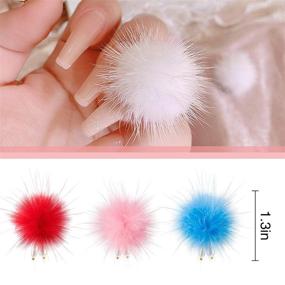 img 1 attached to 🎀 12pcs Detachable Nail Art Fluffy Pom Balls - Enhance Your Nail Designs with Removable 3D Plush Fur Balls and Magnetic Base - Elegant Pompon Nail Accessories with Pearl Pendants for Manicure Tips