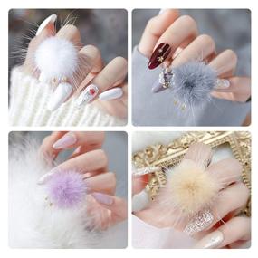 img 3 attached to 🎀 12pcs Detachable Nail Art Fluffy Pom Balls - Enhance Your Nail Designs with Removable 3D Plush Fur Balls and Magnetic Base - Elegant Pompon Nail Accessories with Pearl Pendants for Manicure Tips