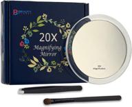🔍 high definition 20x magnifying mirror with 3 suction cups - ideal for makeup application, tweezing, blackhead & blemish removal - includes storage bag, tweezer, reminder card - 4 inches (clear) logo