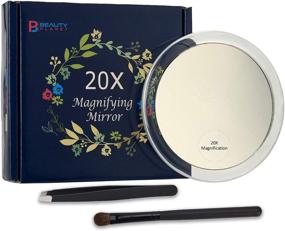 img 4 attached to 🔍 High Definition 20x Magnifying Mirror with 3 Suction Cups - Ideal for Makeup Application, Tweezing, Blackhead & Blemish Removal - Includes Storage Bag, Tweezer, Reminder Card - 4 Inches (Clear)
