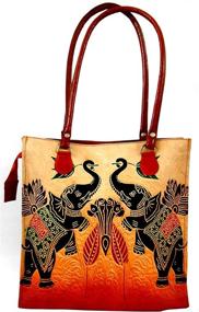 img 4 attached to Elephants Embossed Shantiniketan Leather Shoulder Women's Handbags & Wallets